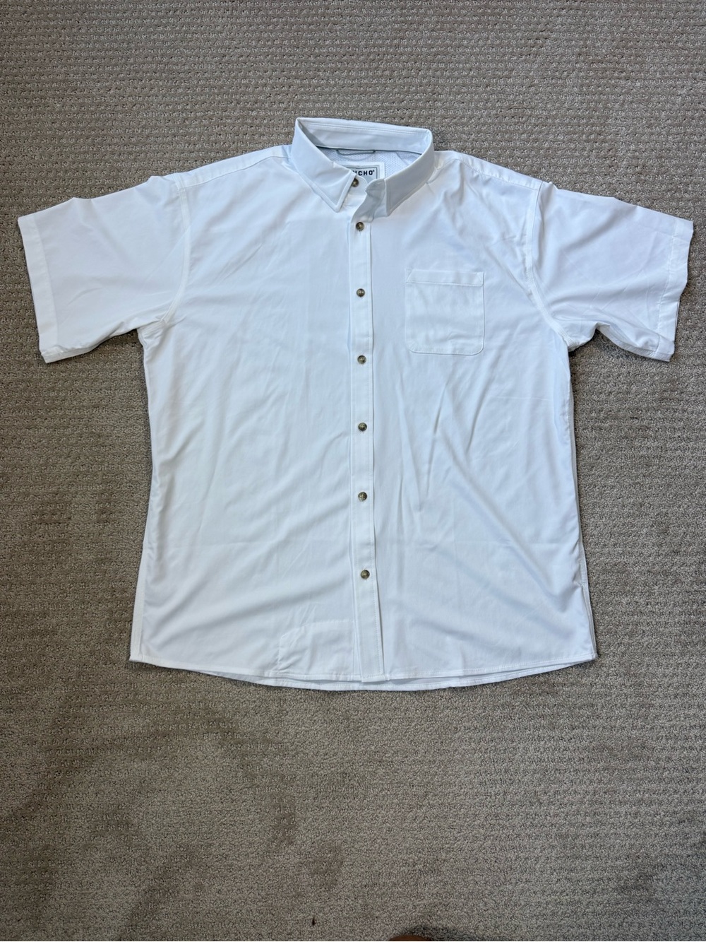 Poncho & Co Men’s Short-Sleeve Button-Down Shirt in White with Pocket